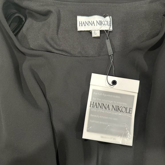 Hanna Nikole black chiffon dress with 3/4 sleeves, elegant and versatile, L - Picture 5 of 7